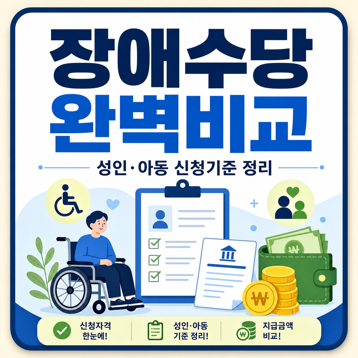 장애수당과 장애아동수당 신청 기준 비교