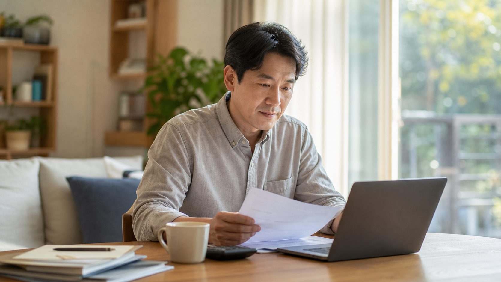 연금저축 세액공제 자료를 검토하는 직장인