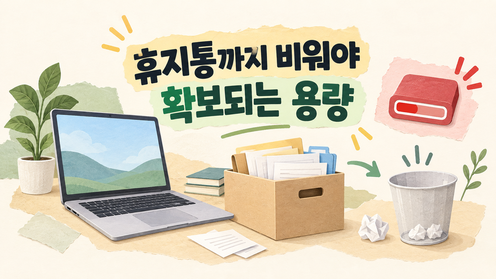 휴지통까지 비워야 확보되는 용량